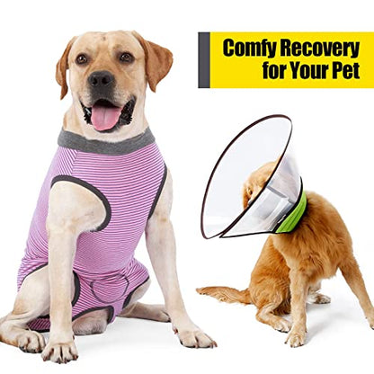 Dotoner Dog Recovery Suit Abdominal Wound Puppy Surgical Clothes Post-Operative Vest Pet After Surgery Wear Substitute E-Collar & Cone(S,Pink) - color: Pink, size: Small (Pack of 1)