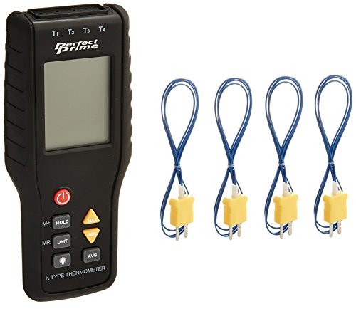 PerfectPrime TC41, 4-Channel K-Type Digital Thermometer Thermocouple Sensor -200~1372°C/2501°F, 20 x 4 Data Log Storage Function - style: 4 CH Basic w/ Datalog