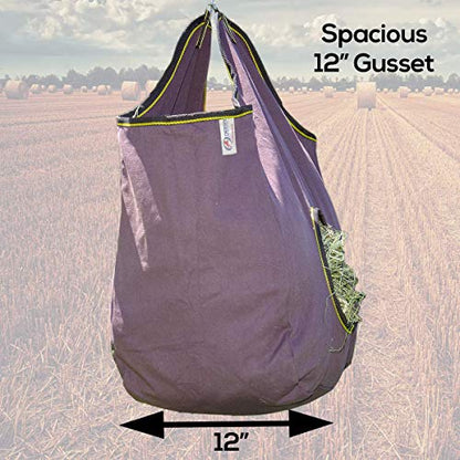 Derby Originals Large 24 OZ Canvas Horse Hay Bag 2 Sided Combo Design X Wide Gusset and 6 Month Warranty - color: Black/Grey