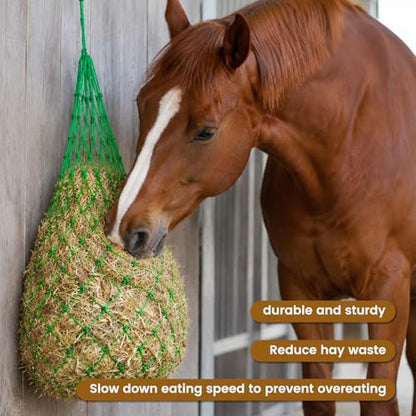 Slow Feed Hay Nets for Horses, 2 Pack, 40 Inch, 2 Inch Holes,Green - color: Green