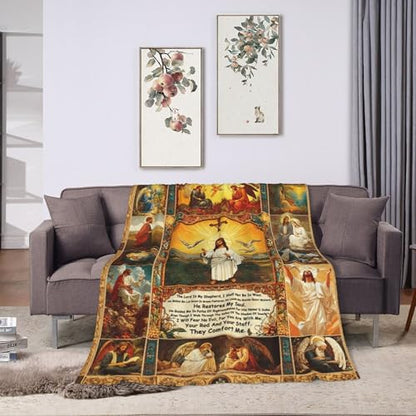 Christian Jesus Blanket Christian Prayer & Scripture Throw Blanket Religious Bible Verses, Ultra-Soft Lightweight Flannel (50"X40") for Adults & Kids - Uplifting Faith Gift - color: Christian Jesus, size: 50"x40"