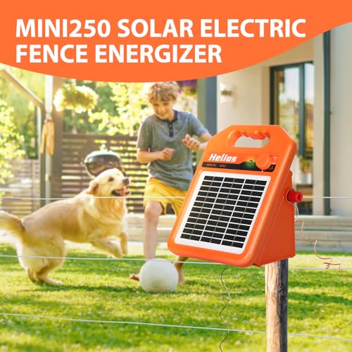 ANDMON MINI250 15 Miles Solar Electric Fence Charger, 0.25 Joule Solar Fence Charger for Livestock, Pigs, Horses, Cattle Sheep, Solar Powered Electric Fence with Day or Night Mode, Easy Installation - size: MINI250