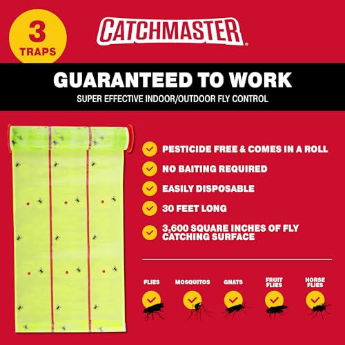 Catchmaster Giant Fly Glue Trap 3pk, 30ft Sticky Fly Paper Roll Outdoor - size: 3 Pack
