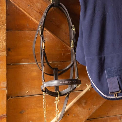 Country Pride Aurora Fancy Stitched Padded Leather Halter with Matching Lead - color: Brown, size: Cob