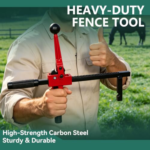 Chain Link Fence Stretcher Tool, Ratcheting Wire Fence Tightener - color: Red, size: 3 Inch