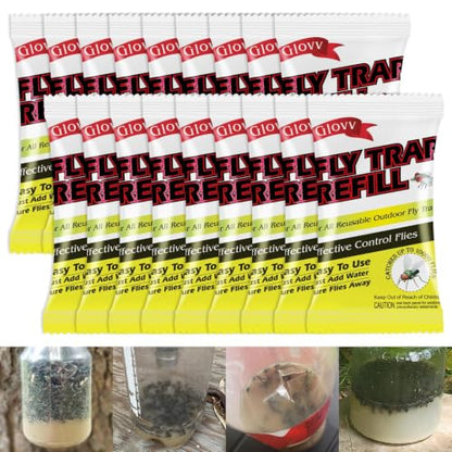 18 Pack Trap Refills, 18 * 30g Fly Bait Packets for All Reusable Flies Trap - size: 18 pack