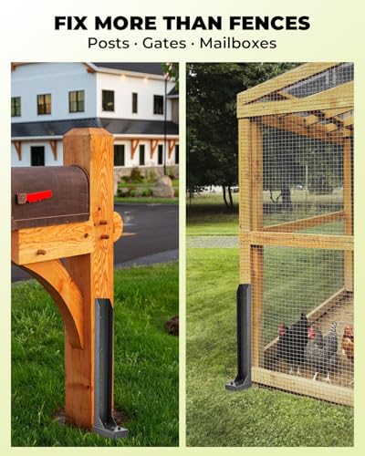 SakerNeo 32" Heavy Duty Steel Fence Post Repair Kit for Leaning Broken Post - style: 2 pcs