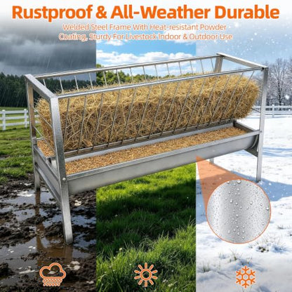 59" L Goat Feeder, Freestanding Outdoor Farm Livestock Feeder