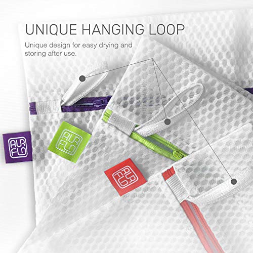 Mesh Laundry Bags for Delicates – 3 Medium Durable Net with Anti Rust Zipper, Hanging Loop-Garment Safe Wash Bags and Organizer for Washing Machine, Lingerie, Socks, Bra, Underwear, Baby Items, Travel - size: Medium