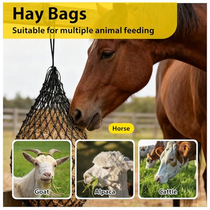 2 Pcs 40'' Hay Nets for Horses,Hanging Slow Feed Hay Bags,Black - color: Black