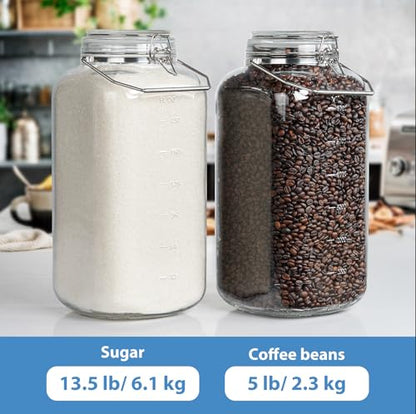 2 Gallon Glass Jar with Airtight Lid, 4.3" Wide Mouth Storage Containers