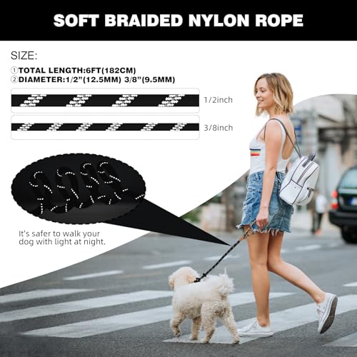 lynxking Slip Lead 6 FT x 1/2" Plus Dog Leash 6 FT x 3/8" Reflective