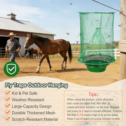 Reusable Ranch Fly Traps Outdoor Hanging Fly Cage-6 Pack - size: 6 pack