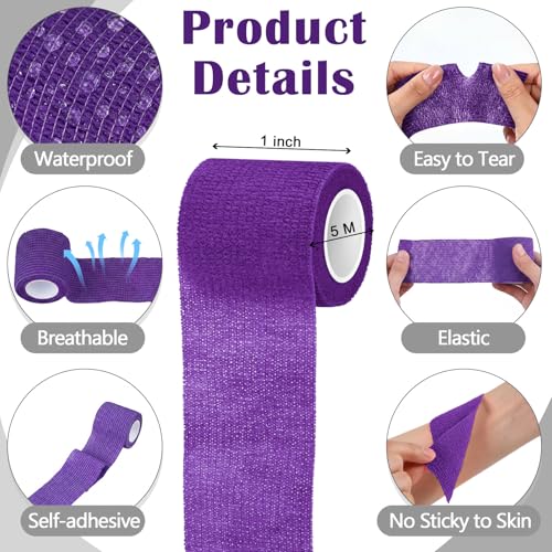 Treela 64 Pack 2" X 5 Yards Self Adhesive Bandage Wrap Dark Purple - color: Dark Purple, size: 2 Inch X 5 Yard