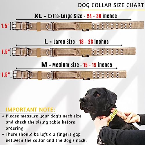 ADITYNA Heavy Duty Dog Collar for Medium Dogs with Traffic Handle - color: Coyote Brown, size: Medium: Fit 15-19" Neck