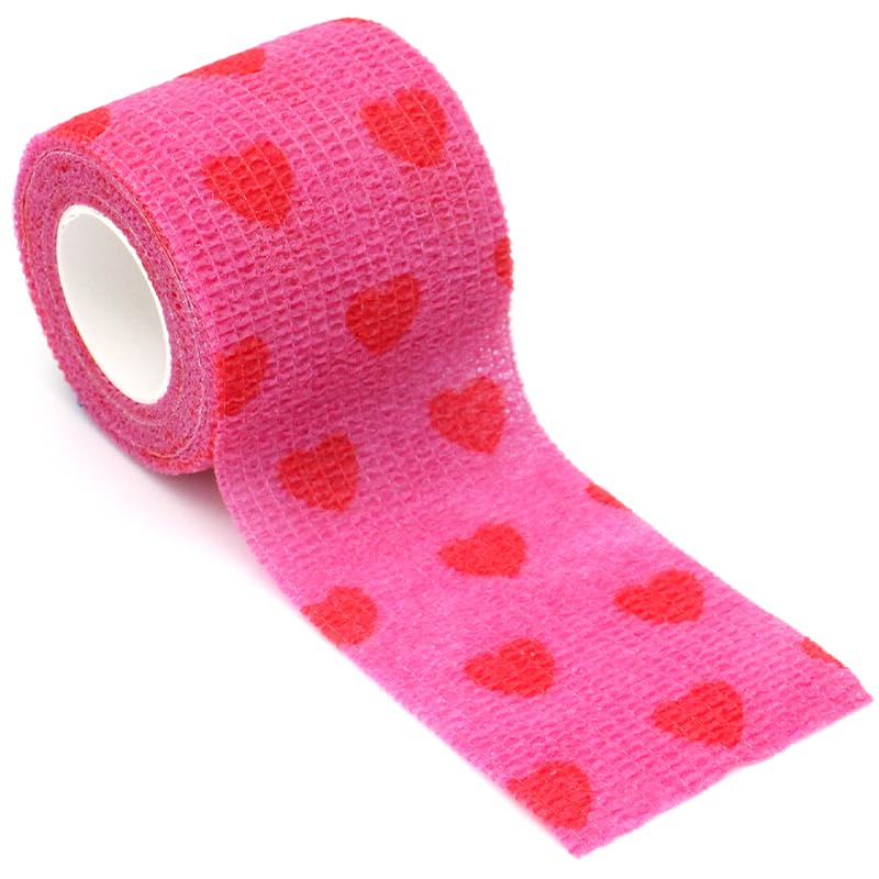 Self Adhesive Bandage Wrap Animal Cohesive Bandage Self Adherent Wrap First Aid Tape for Dogs Cats Horses Birds & Wrist Healing Ankle Sprain (2 Inch Pink Set 6 Rolls) - color: 2 Inch Pink Set 6 Rolls