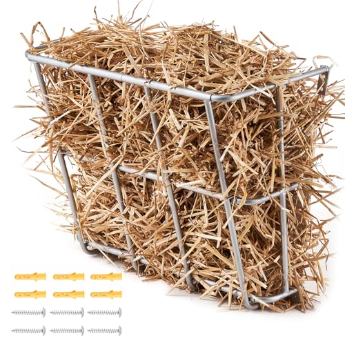 Happybuy Livestock Hay Feeder, 18.5 Gallons Large Capacity, Heavy-Duty Steel Goat Hay Rack,24.4" Long Wall Mounted Horse Hay Holder, Multiple Sided Feeding Rack for Sheep Farm Livestock Indoor Outdoor