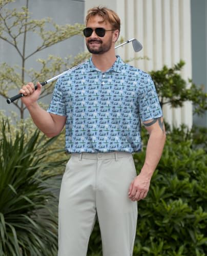 Men‘s Golf Shirt Funny Polo Shirts Short Sleeve Golf Polo Shirts Gifts Print Shirts - color: 618style-26-poa, size: Medium