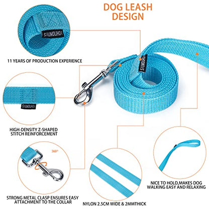 Strong Durable Nylon Dog Training Leash, 1 Inch Wide Traction Rope, 6 ft Long, for Small and Medium Dog (Mint Blue, 6 Feet) - color: Mint blue, size: 6 Feet