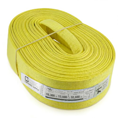 DD Sling 6 Inch x 12 Foot Nylon Lifting Sling – USA Made, 16,300 lb Vertical, 13,000 lb Choker, 32,600 lb Basket – 2-Ply Heavy Duty 900 Webbing, Type 4 Twisted Eye & Eye Rigging Sling - size: 6 in x 12 ft