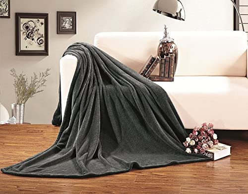 Elegance Linen Micro-Fleece Ultra Plush Luxury Solid Blanket, King, Gray - color: Gray, size: King/Cal King