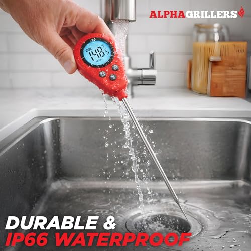 Alpha Grillers Instant Read Meat Thermometer Digital Probe for Food & Bread
