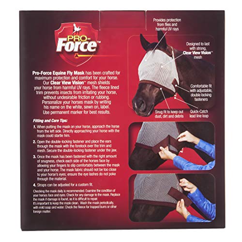 Pro-Force Horse Fly Mask with UV Protection, Without Ears - size: 7.5 x 2.75 x 7 inches, style: Without Ears