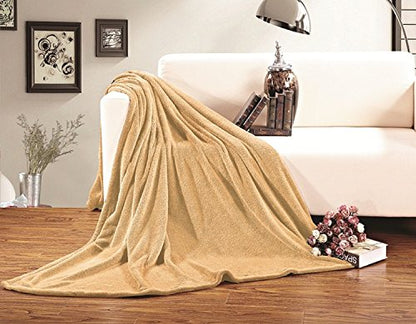Elegant Comfort Micro-Fleece Ultra Plush Luxury Solid Blanket, Full/Queen, Gold - color: Gold, size: Full/Queen