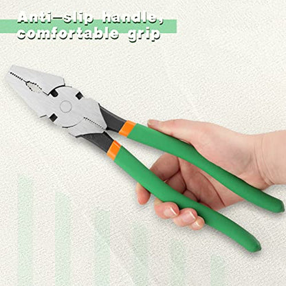 11.5 Inches Fencing Pliers With Wire Cutters - Heavy-Duty Multi-Purpose Flat Nose Fence Tool for Installing, Maintaining, and Repairing Wire Fences - style: 11.5" Fencing Pliers(Green)