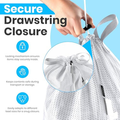 Handy Laundry Mesh XL Laundry Bag 24"x36" with Shoulder Strap, White | XL 24x36 Mesh Laundry Bag, Handles & Shoulder Strap, Breathable, Machine Washable, Dorm Travel Bedding, White - color: White, size: 1-Pack