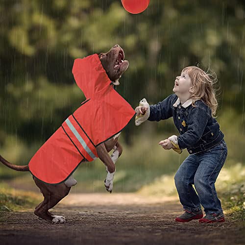 Waterproof Dog Raincoat - Reflective Adjustable Pet Rain Coats Jacket, Lightweight Dog Hooded Poncho Raincoats for Small Dogs (Red, Medium) - color: Red, size: Medium