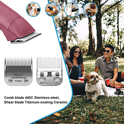 3-3/4FC Dog Grooming Ceramic Blades,Compatible with Andis,Oster A5,Wahl KM10 | Size 3-3/4FC Detachable Ceramic Blade 1/2-Inch 13MM Cut Length,3 Pack - size: 3pc 3-3/4fc: 1/2" (13 mm)