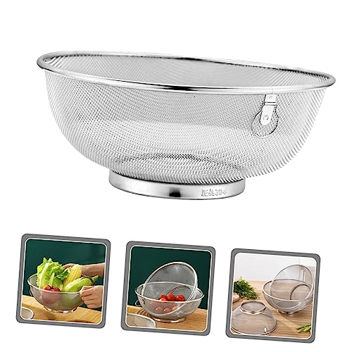 Stainless Steel Mesh Colander Fine Mesh Strainer for Soy Milk Kitchen Strainer for Washing Fruits and Vegetables Draining Pasta Rice and Quinoa 9.44 X 9.44 X 4.05 in