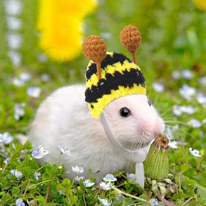 Kajaia 10 Pcs Hamster Hat Small Animals Cute Tiny Hat Mini Hand Knitted Hats for Snakes Pets Bearded Dragon Guinea Pig Bunny Costume Accessories Easter Holiday Parties (Novel Style) - style: Novel Style