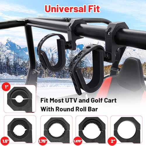 StarknightMT UTV ATV Hunting Tool Gun Rack Holder Fits 1" to 2" Roll Cage, Alloy Steel Mount with Protective Foam Compatible with Polaris RZR Ranger Can-Am Kawasaki Golf Cart