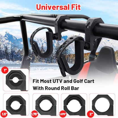 StarknightMT UTV ATV Hunting Tool Gun Rack Holder Fits 1" to 2" Roll Cage, Alloy Steel Mount with Protective Foam Compatible with Polaris RZR Ranger Can-Am Kawasaki Golf Cart