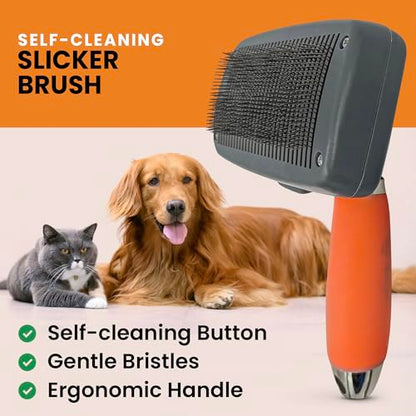 GoPets Self-Cleaning Slicker Brush for Dogs & Cats, Deshedding & Dematting - style: Slicker Dematting Comb