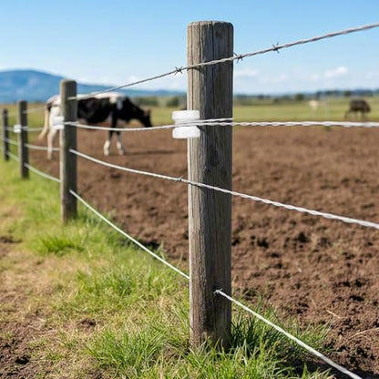 30 Pcs WP36 Corner Post Ceramic Fence Insulator White Circular Donut Electric Porcelain Insulator for Wood Post Wire Fence