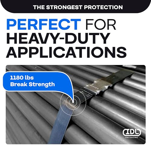 IDL Packaging 1/2" x .020" x 2800' Regular-Duty Steel Strapping Coil (1180 lbs Break Strength) - Painted and Waxed - Superior Cut-Resistance - Metal Straps for Pallet Banding, Extra-Heavyweight Loads - size: 1/2W" x 2800L'