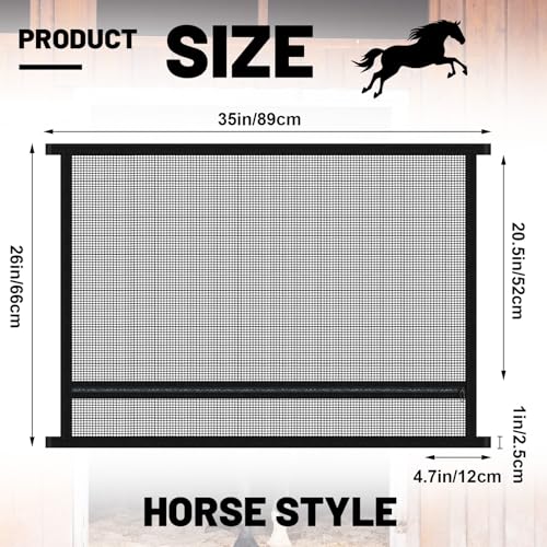 Threlaco 1 Pcs 35'' x 26'' Horse Trailer Window Screen Horse Trailer Air Circulation Mesh Safety Bar Horse Trailer Accessories Reinforced Window Nets with 8 Fasteners and 16 Screws, Black