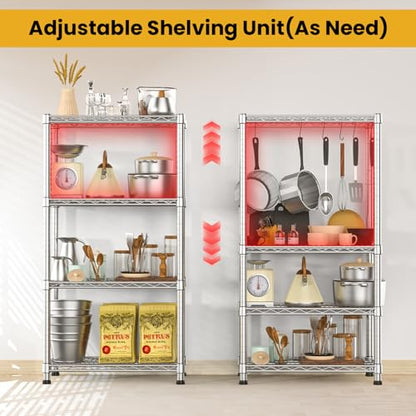 4- Shelf Heavy Duty Metal Wire Shelving Unit Adjustable Industrial Storage Rack Steel Commercial Grade Shelving Standing Shelf organize 2200LBS,for Laundry Bathroom Kitchen Closet 14"Dx24"Wx47"H - size: 4-Tier-Silver[ 14"D x 24"W x 47.25"H]