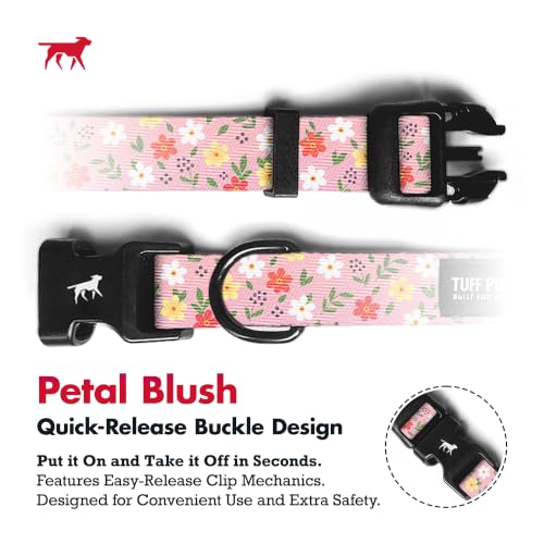 Tuff Pupper Premium Adjustable Dog Collar, Stylish Pattern Collars Designed in USA, Quick Release Buckle, Petal Blush Small (0.7 Inch Wide x 8-12 Inch Neck) - color: Petal Blush, size: Small