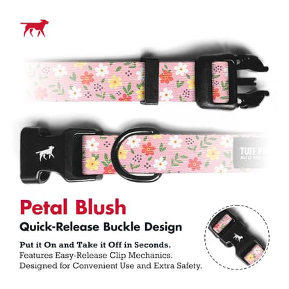 Tuff Pupper Premium Adjustable Dog Collar, Stylish Pattern Collars Designed in USA, Quick Release Buckle, Petal Blush Small (0.7 Inch Wide x 8-12 Inch Neck) - color: Petal Blush, size: Small