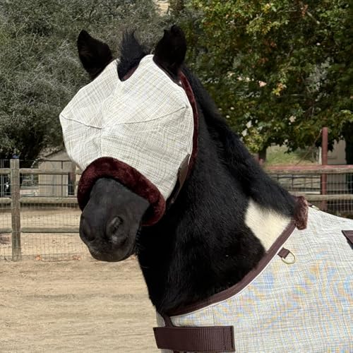 Kensington Equine Miniature Fly Mask w/Fleece Trim Size: B-Large Color: 500 - Desert Sand - color: 500-desert Sand, size: B-Large