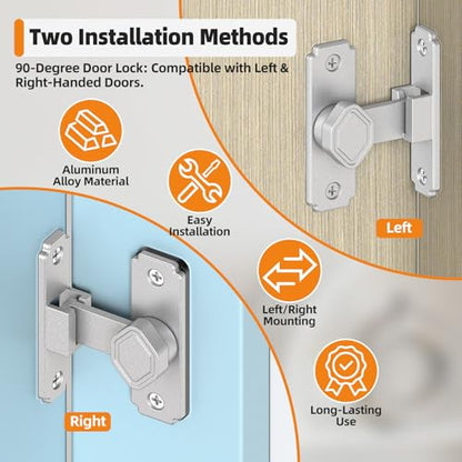 Sliding Barn Door Lock, 90 Degree Flip Security Gate Latch - color: Silver-1 Pc