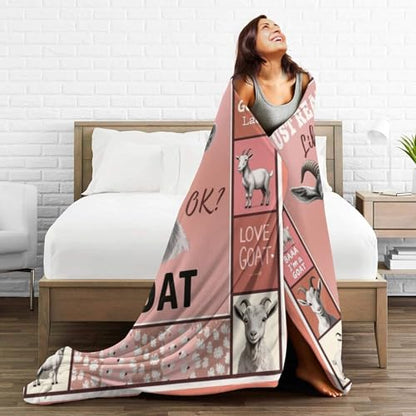 Goat Blanket, Soft Plush Fleece Farm Animal Throw Blanket - Cozy Warm Stuff Blankets Bedding Goat Gifts for Women Girls Kids Adults 60"X80" - color: Goat, size: 80"x60"
