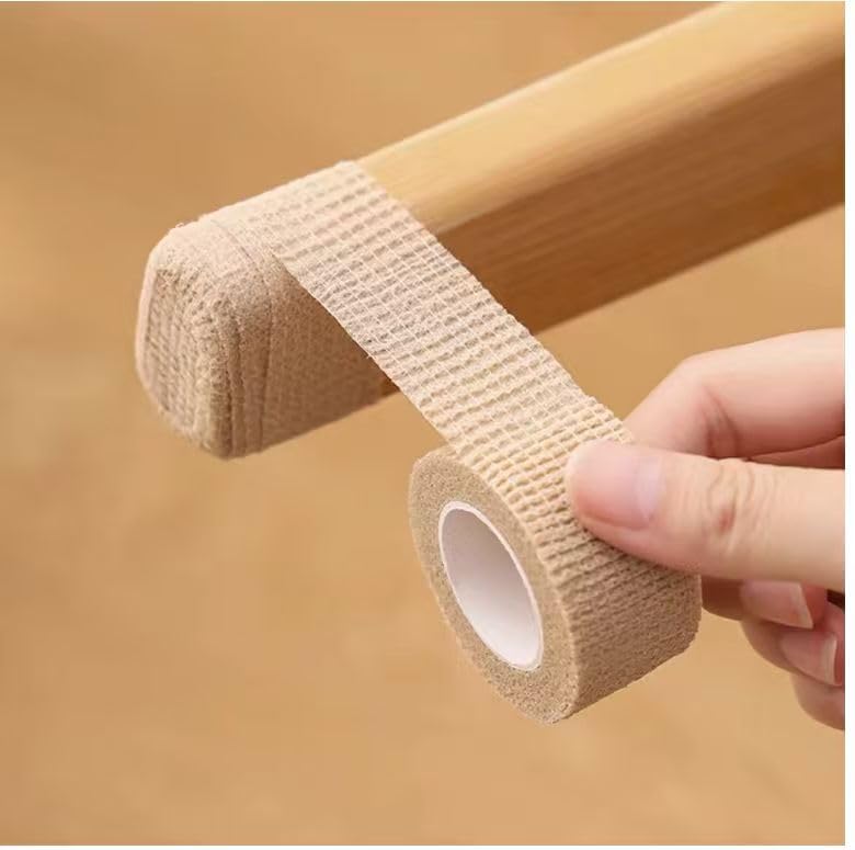 6 Pieces 1 Inch Wide Skin Colour Elastic Self- Adhesive Bandage Finger Tape,Bandage Wrap for Wrist and Ankle,Chair and Table Legs to Reduce Friction and Noise - color: Skin Colour 6pcs