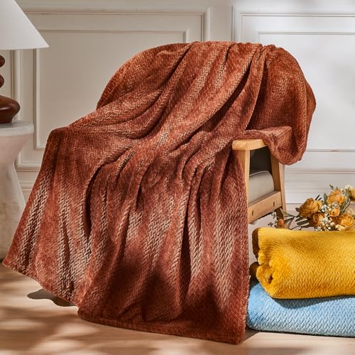 NEWCOSPLAY Fleece Leaves Pattern Throw Blanket, Coffee, 50"x60" - color: Coffee, size: Throw(50"x60")