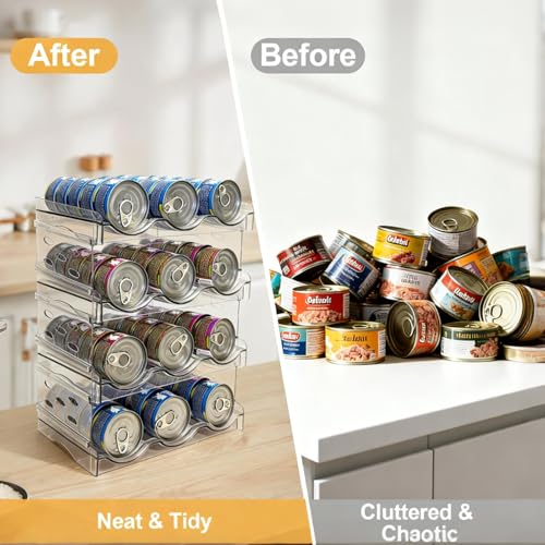 Cat Food Can Organizer 4-Tier Hold 72 Cans 3.5oz Transparent Cat Can Rack - size: 4 Layers