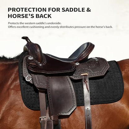 Tackmore All-Purpose Square Quilted Western Saddle Pad, Horse Saddle Pad - color: Black
